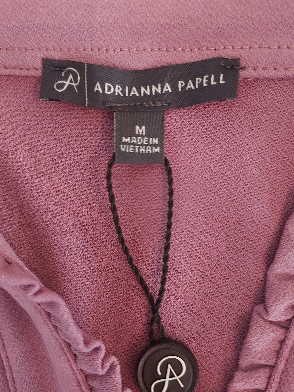 Adrianna Papell Mauve Ruffle-Trim Button Down Blouse: NWT - Picture 6 of 13
